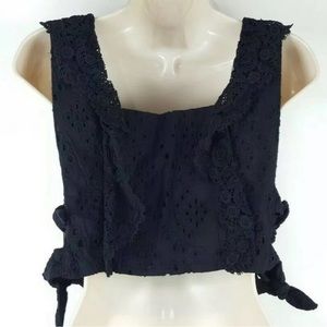 NWT Nightcap Eyelet Lace Side Tie Crop Top Black 4